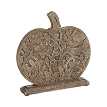 Load image into Gallery viewer, Harvest Vine Carved Wooden Pumpkin Natural 12x11x2
