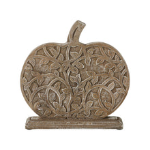 Load image into Gallery viewer, Harvest Vine Carved Wooden Pumpkin Natural 12x11x2
